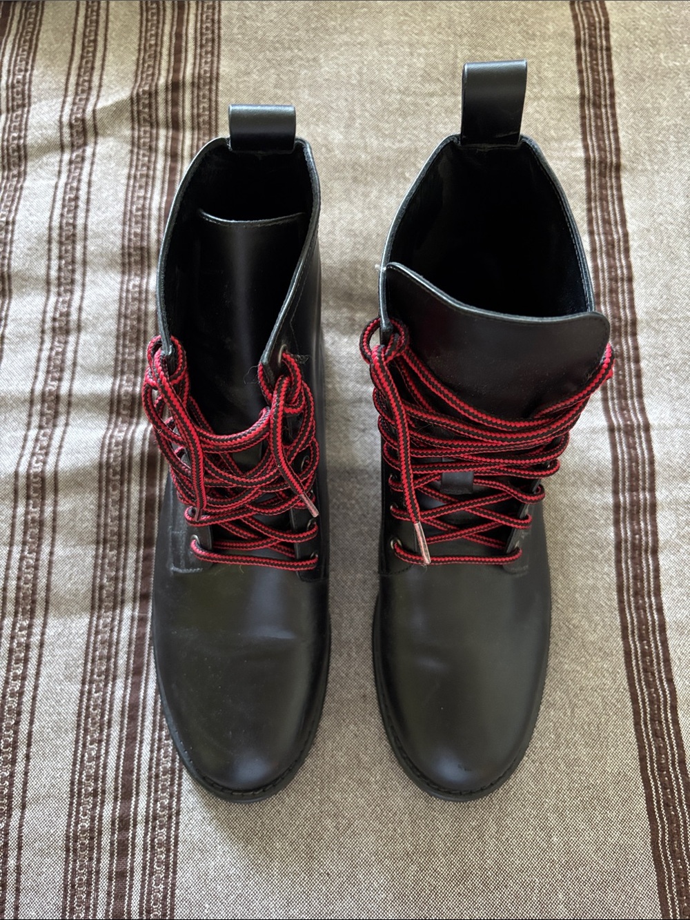 Jenni Kayne Black Leather Boots with Red Laces